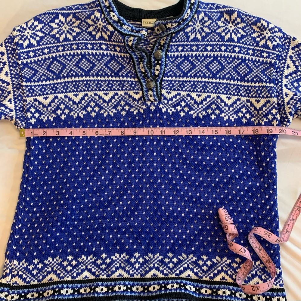 L.L. Bean Nordic Blue and White Sweater - Picture 8 of 9